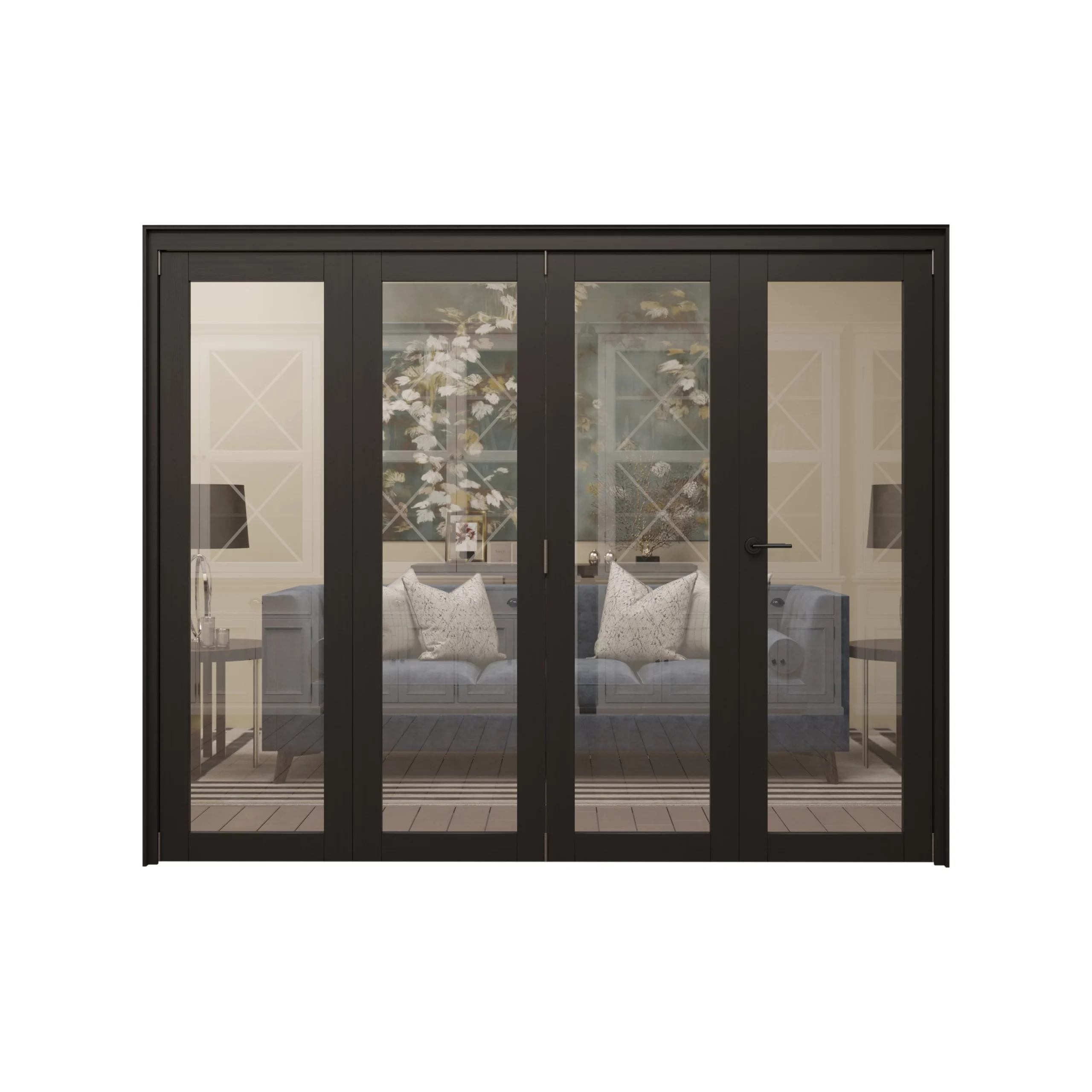 1 Lite Clear Fully Glazed Contemporary Black Pine Internal Bi-fold Door Set, (H)2060mm (W)2527mm 3 1 Lite Clear Fully Glazed Contemporary Black Pine Internal Bi-fold Door Set, (H)2060mm (W)2527mm