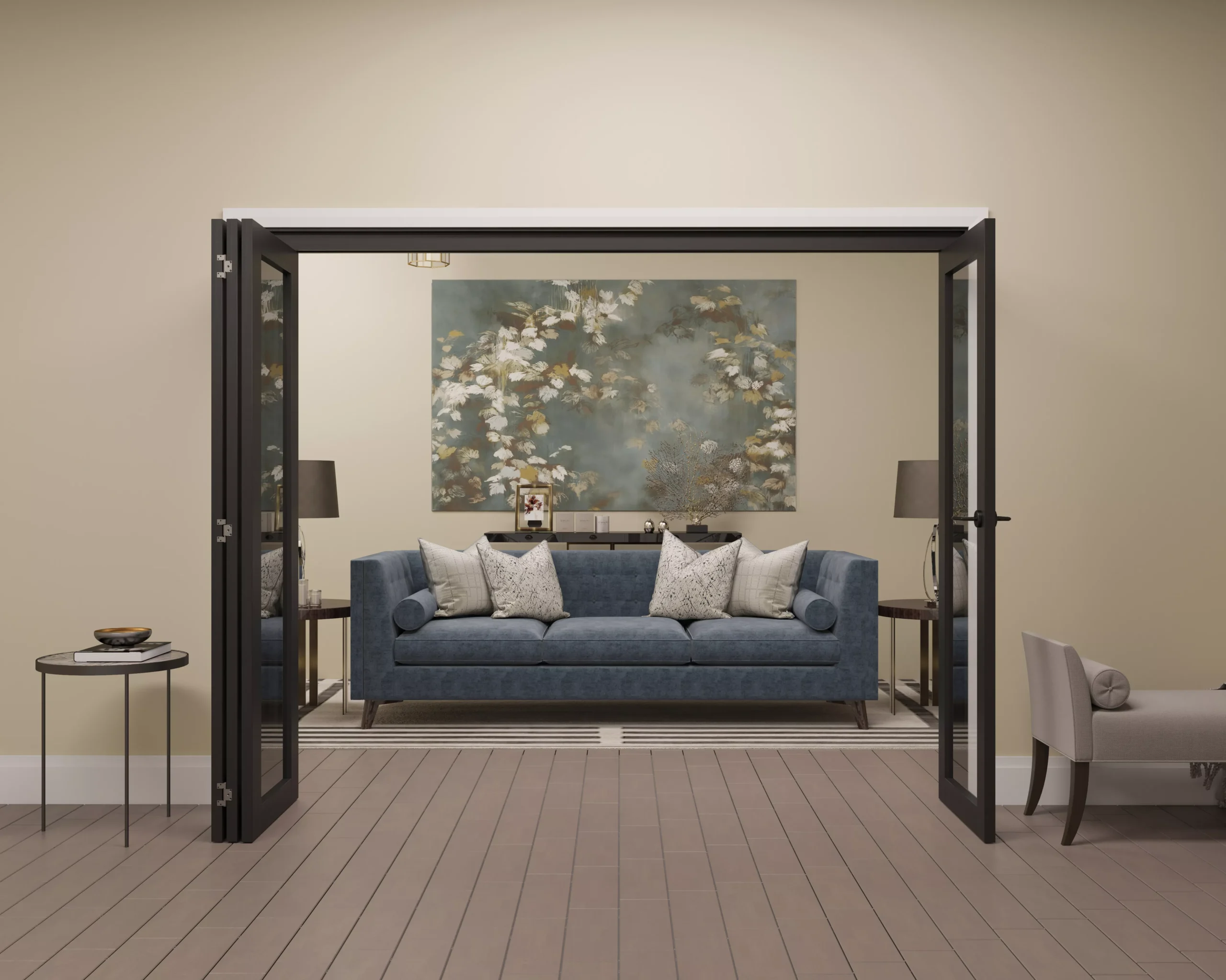 1 Lite Clear Fully Glazed Contemporary Black Pine Internal Bi-fold Door Set, (H)2060mm (W)2527mm 4 1 Lite Clear Fully Glazed Contemporary Black Pine Internal Bi-fold Door Set, (H)2060mm (W)2527mm - Image 2