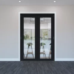 WoodDepot Shop -WoodDepot Shop 1 lite clear fully glazed timber black internal french door set 2017mm x 133mm x 1597mm5056118702676 02i bq