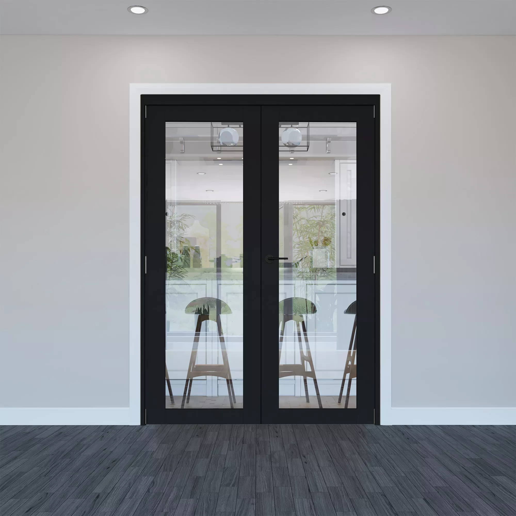 1 Lite Clear Fully Glazed Timber Black Internal French Door Set 2017mm X 133mm X 1597mm 4 1 Lite Clear Fully Glazed Timber Black Internal French Door Set 2017mm X 133mm X 1597mm - Image 2