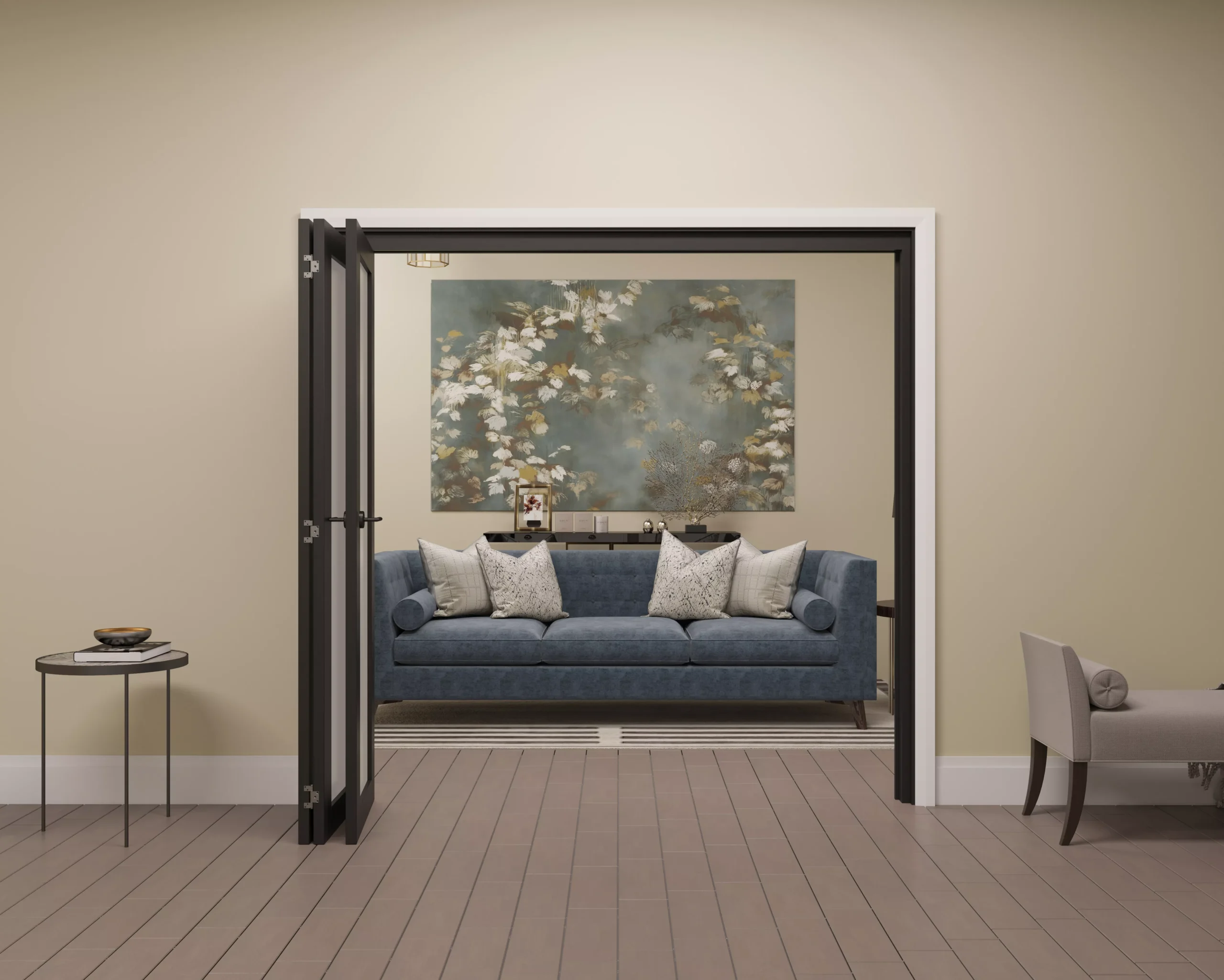 1 Lite Frosted Fully Glazed Contemporary Black Pine Internal Bi-fold Door Set, (H)2060mm (W)1914mm 4 1 Lite Frosted Fully Glazed Contemporary Black Pine Internal Bi-fold Door Set, (H)2060mm (W)1914mm - Image 2