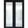1 Lite Frosted Fully Glazed Timber Black Internal French Door Set 2017mm X 133mm X 1293mm