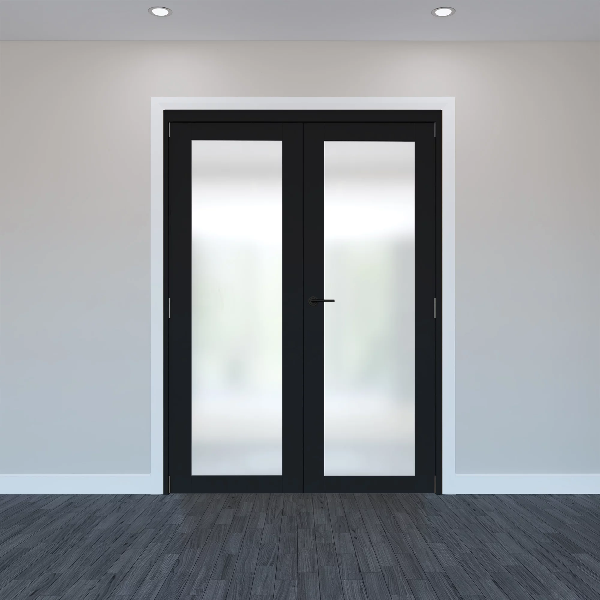 1 Lite Frosted Fully Glazed Timber Black Internal French Door Set 2017mm X 133mm X 1445mm 4 1 Lite Frosted Fully Glazed Timber Black Internal French Door Set 2017mm X 133mm X 1445mm - Image 2