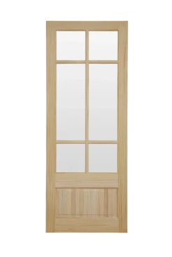 2 Panel 6 Lite Glazed Internal Door, (H)1981mm (W)762mm (T)35mm