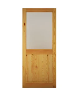2 Panel Glazed Pine Veneer External Back Door, (H)1981mm (W)838mm