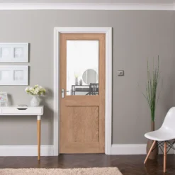 2 Panel Glazed Veneered Oak Veneer Internal Door, (H)1980mm (W)686mm (T)40mm -WoodDepot Shop 2 panel glazed veneered oak veneer internal door h 1980mm w 686mm t 40mm5059340236087 01i bq