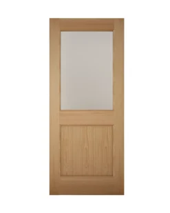 2 Panel Glazed White Oak Veneer External Back Door, (H)1981mm (W)762mm