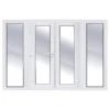 2 X 600mm Sidelights Clear Glazed White UPVC External French Door Set, (H)2090mm (W)2390mm