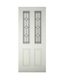 4 Panel Diamond Bevel Glazed White External Front Door, (H)1981mm (W)762mm