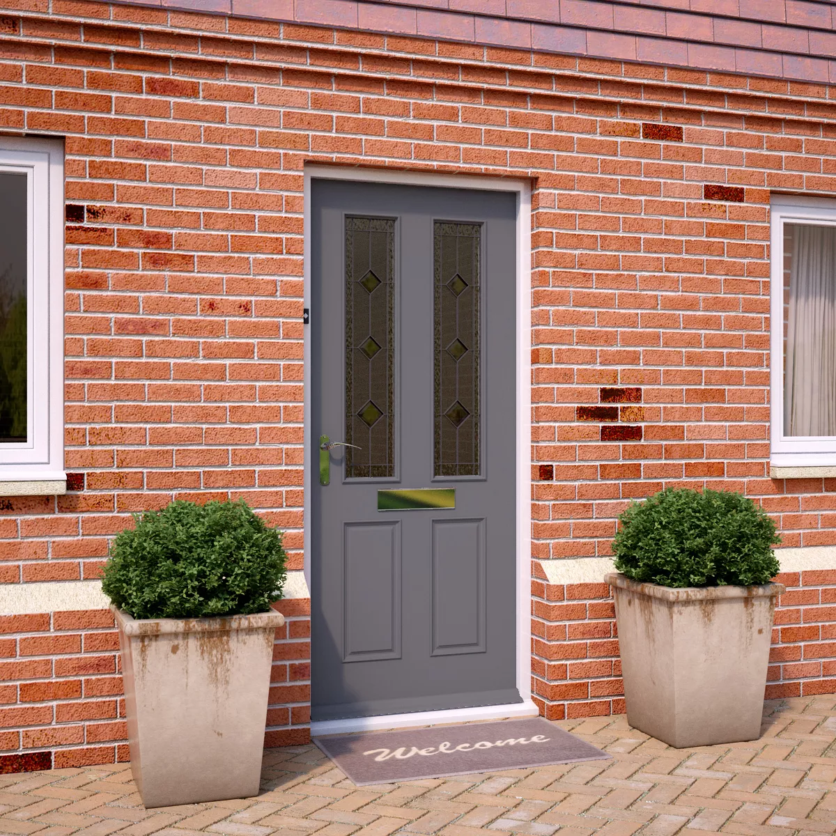 4 Panel Diamond Bevel Glazed White External Front Door, (H)2032mm (W)813mm 4 4 Panel Diamond Bevel Glazed White External Front Door, (H)2032mm (W)813mm - Image 2