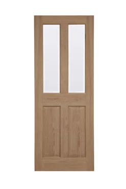 4 Panel Frosted Glazed Oak Veneer Internal Door, (H)1981mm (W)686mm (T)35mm