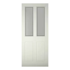 4 Panel Frosted Glazed White External Front Door, (H)1981mm (W)762mm