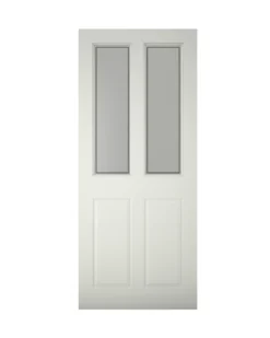 4 Panel Frosted Glazed White External Front Door, (H)1981mm (W)838mm