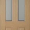 4 Panel Frosted Glazed White Oak Veneer External Front Door, (H)1981mm (W)762mm
