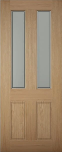4 Panel Frosted Glazed White Oak Veneer External Front Door, (H)1981mm (W)762mm