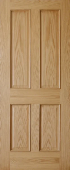 4 Panel Fully Finished Unglazed Veneered Oak Veneer Internal Door, (H)1981mm (W)762mm (T)35mm