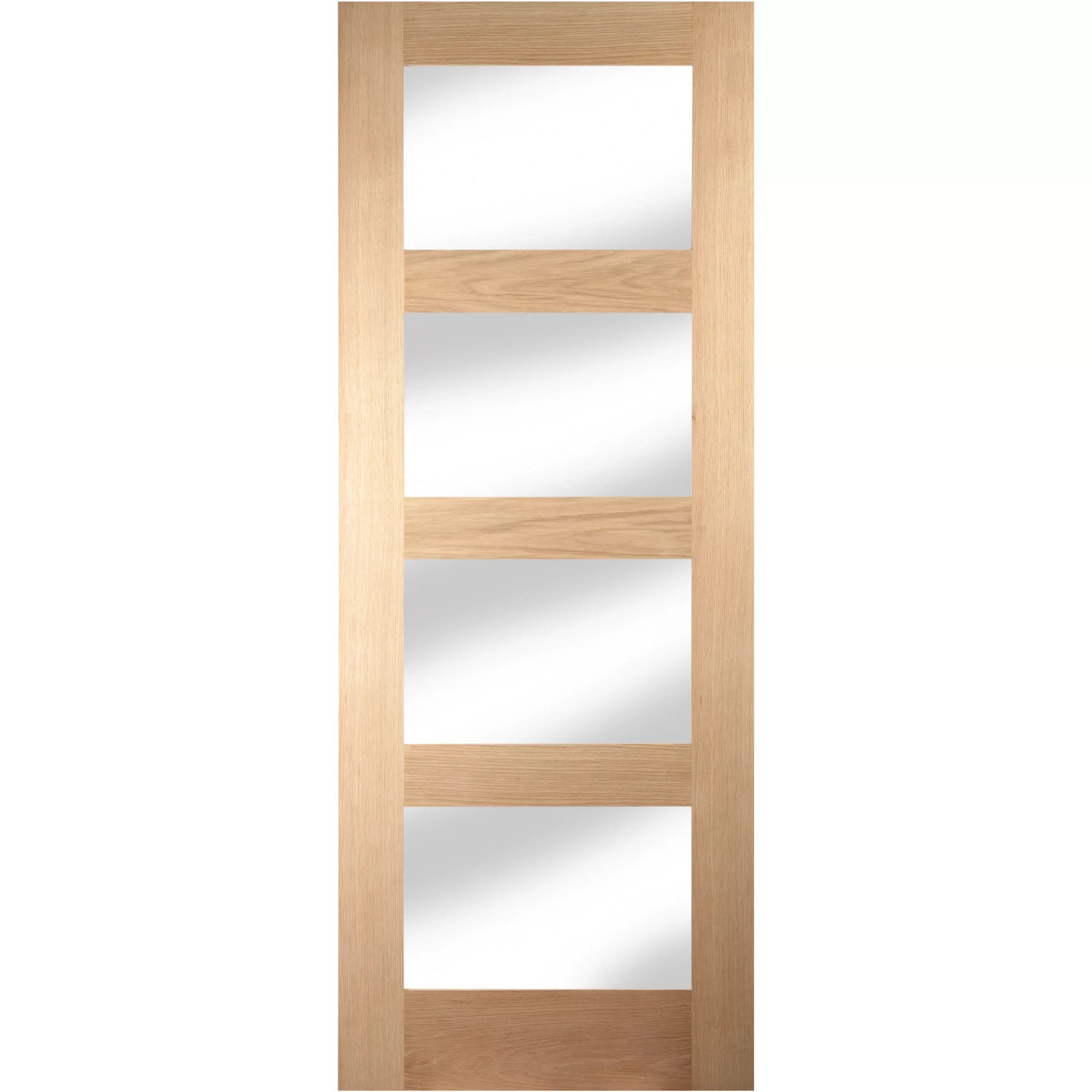 4 Panel Glazed Shaker Oak Veneer Internal Sliding Door, (H)2040mm (W)826mm 3 4 Panel Glazed Shaker Oak Veneer Internal Sliding Door, (H)2040mm (W)826mm