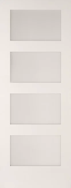 4 Panel Glazed Shaker White Internal Door, (H)1981mm (W)610mm (T)35mm