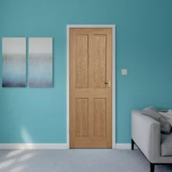 4 Panel Oak Veneer Internal Door, (H)1981mm (W)686mm (T)35mm -WoodDepot Shop 4 panel oak veneer internal door h 1981mm w 686mm t 35mm5397007202144 04bq