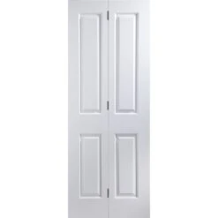 4 Panel Primed White Internal Bi-fold Door Set, (H)1950mm (W)674mm