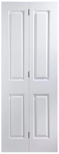 4 Panel Primed White Internal Bi-fold Door Set, (H)1950mm (W)750mm