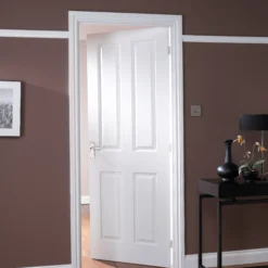 4 Panel Smooth White Internal Door, (H)1981mm (W)610mm (T)35mm