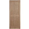 4 Panel Unglazed Oak Veneer Internal Door, (H)1981mm (W)838mm (T)44mm