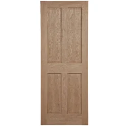 4 Panel Unglazed Oak Veneer Internal Door, (H)1981mm (W)838mm (T)44mm