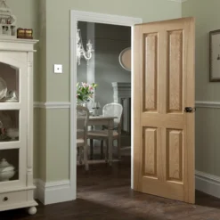 4 Panel Unglazed Oak Veneer Internal Fire Door, (H)1981mm (W)686mm (T)35mm -WoodDepot Shop 4 panel unglazed oak veneer internal fire door h 1981mm w 686mm t 35mm5397007095487 01i BQ
