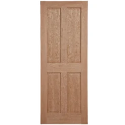 4 Panel Unglazed Oak Veneer Internal Fire Door, (H)1981mm (W)686mm (T)35mm