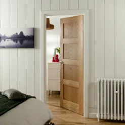 4 Panel Unglazed Shaker Oak Veneer Internal Fire Door, (H)1981mm (W)686mm (T)44mm -WoodDepot Shop 4 panel unglazed shaker oak veneer internal fire door h 1981mm w 686mm t 44mm5397007097740 04bq