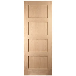 4 Panel Unglazed Shaker Oak Veneer Internal Fire Door, (H)1981mm (W)762mm (T)44mm