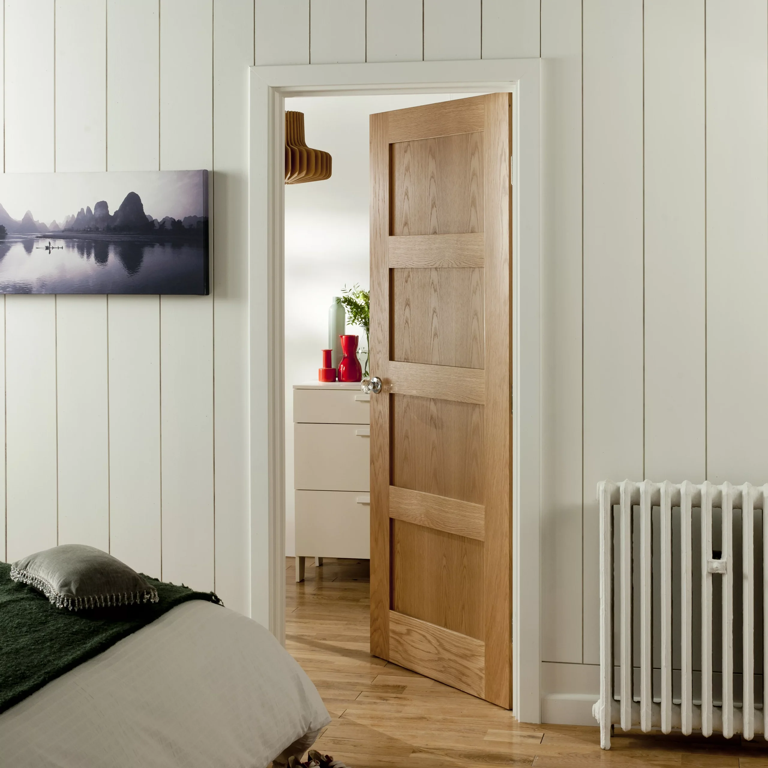 4 Panel Unglazed Shaker Oak Veneer Internal Fire Door, (H)1981mm (W)838mm (T)44mm 5 4 Panel Unglazed Shaker Oak Veneer Internal Fire Door, (H)1981mm (W)838mm (T)44mm - Image 3