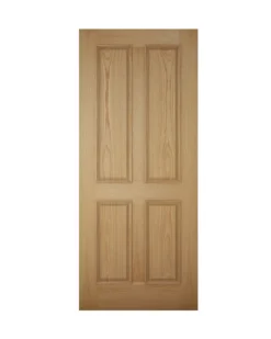 4 Panel Unglazed White Oak Veneer External Front Door, (H)1981mm (W)838mm
