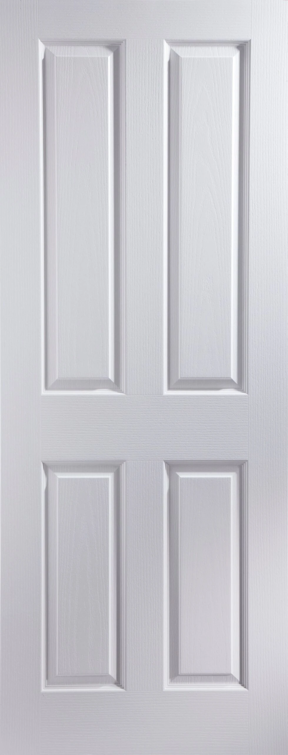4 Panel White Woodgrain Effect Internal Door, (H)1981mm (W)686mm (T)35mm 3 4 Panel White Woodgrain Effect Internal Door, (H)1981mm (W)686mm (T)35mm