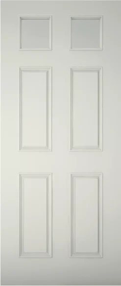 6 Panel Frosted Glazed White External Front Door, (H)2032mm (W)813mm