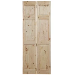 6 Panel Unglazed Knotty Pine Internal Bi-fold Door Set, (H)1945mm (W)675mm