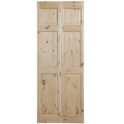 6 Panel Unglazed Knotty Pine Internal Bi-fold Door Set, (H)1950mm (W)750mm