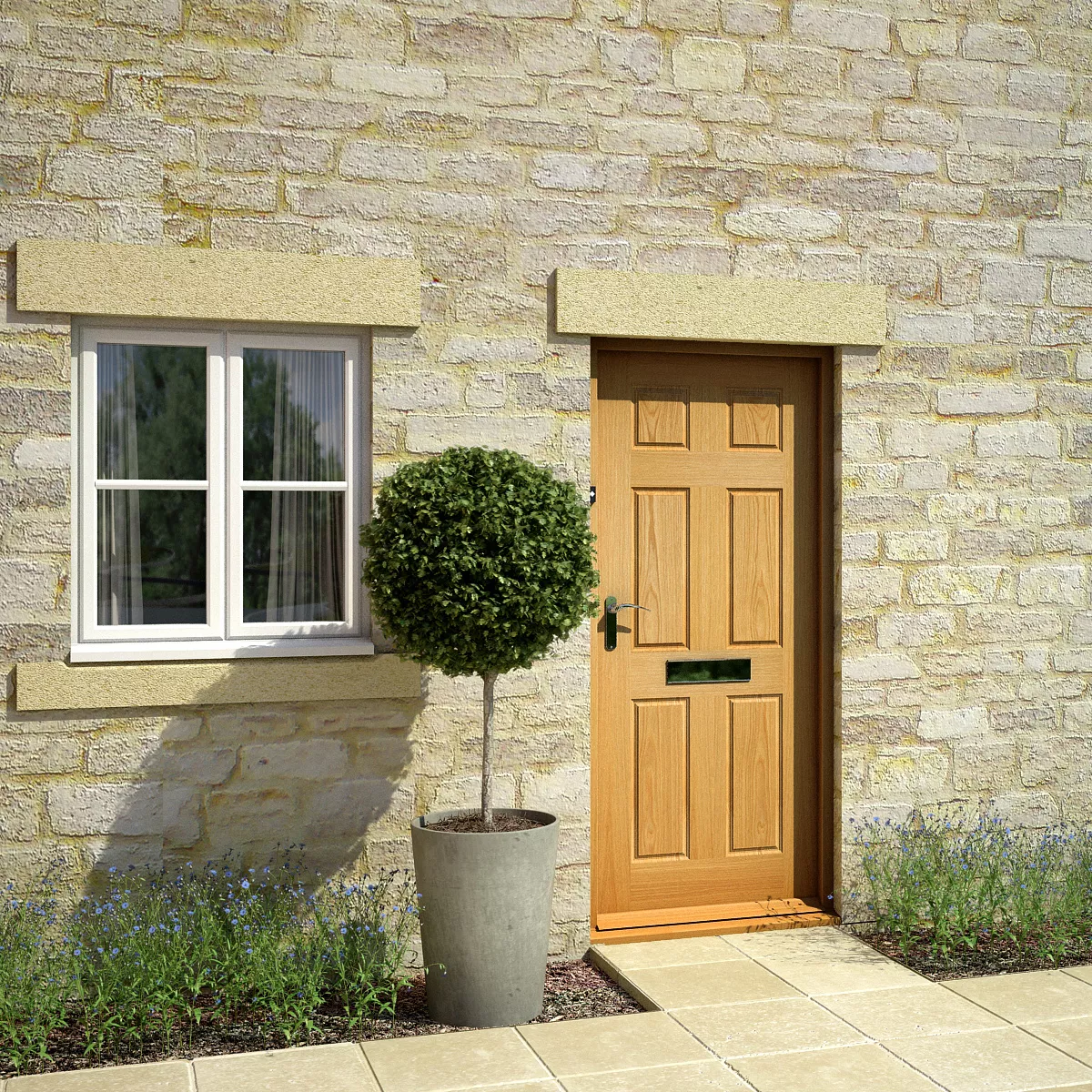 6 Panel Unglazed White Oak Veneer External Front Door, (H)1981mm (W)838mm 4 6 Panel Unglazed White Oak Veneer External Front Door, (H)1981mm (W)838mm - Image 2