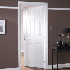 6 Panel Unglazed White Woodgrain Effect Internal Fire Door, (H)1981mm (W)838mm (T)35mm -WoodDepot Shop 6 panel unglazed white woodgrain effect internal fire door h 1981mm w 838mm t 35mm03848098 04bq