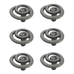 Aluminium Pewter Effect Round Swirl Furniture Knob, Pack Of 6