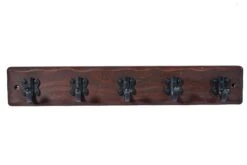 Antique Effect Pine Tudor 5 Hook Rail, (L)499mm