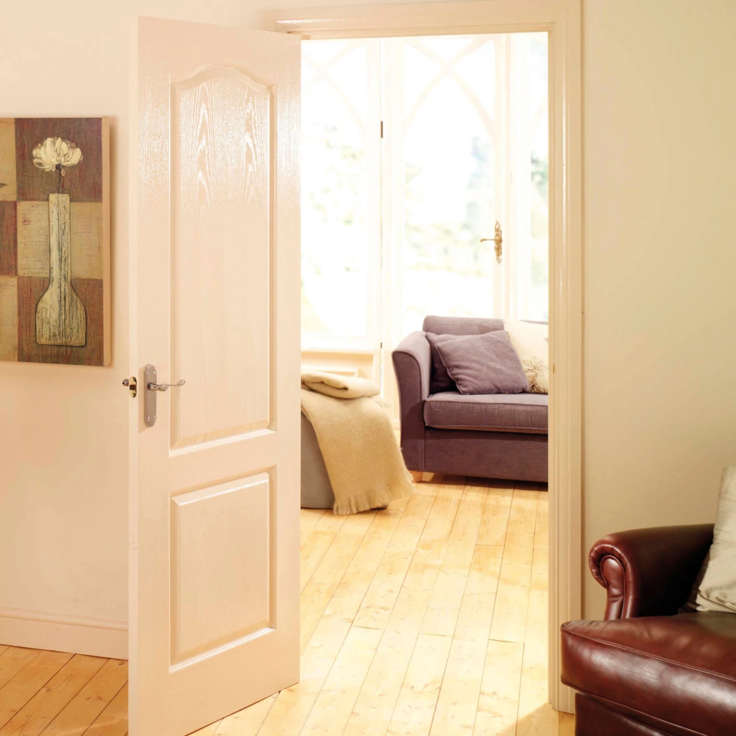 Arched 2 Panel Unglazed White Woodgrain Effect Internal Door, (H)2040mm (W)826mm (T)40mm 6 Arched 2 Panel Unglazed White Woodgrain Effect Internal Door, (H)2040mm (W)826mm (T)40mm - Image 4