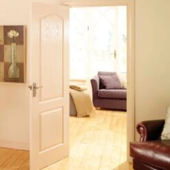 Arched 2 Panel Unglazed White Woodgrain Effect Internal Door, (H)2040mm (W)926mm (T)40mm -WoodDepot Shop arched 2 panel unglazed white woodgrain effect internal door h 2040mm w 926mm t 40mm03856857 01i