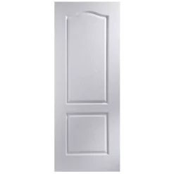 Arched 2 Panel Unglazed White Woodgrain Effect Internal Fire Door, (H)1981mm (W)762mm (T)35mm
