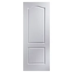 Arched 2 Panel Unglazed White Woodgrain Effect Internal Fire Door, (H)1981mm (W)838mm (T)35mm
