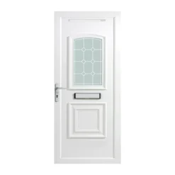 Ashgrove 2 Panel Diamond Bevel Frosted Glazed White Right-hand External Front Door Set, (H)2055mm (W)920mm