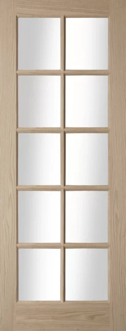 B&Q 10 Lite Glazed Oak Veneer Internal Door, (H)1981mm (W)762mm (T)35mm