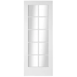 B&Q 10 Lite Glazed White Internal Door, (H)1981mm (W)762mm (T)35mm