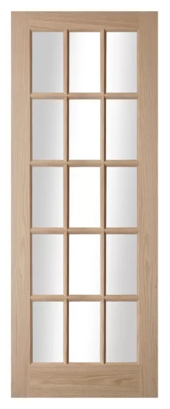 B&Q 15 Lite Glazed Oak Veneer Internal Door, (H)1981mm (W)838mm (T)35mm